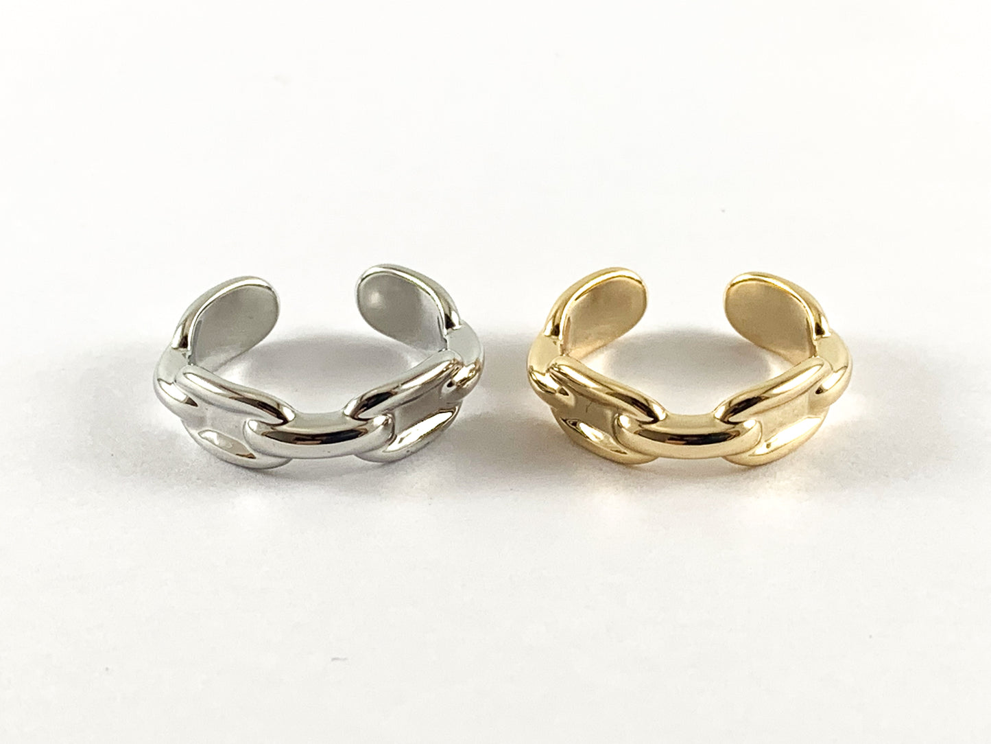 Anillo ajustable de cobre chapado en platino y oro real de 18 quilates, 6 piezas