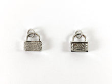 Cargar imagen en el visor de la galería, Real 18K chapado en oro/platino CZ Pave Lock Charm sobre cobre 6 piezas
