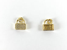 Cargar imagen en el visor de la galería, Real 18K chapado en oro/platino CZ Pave Lock Charm sobre cobre 6 piezas
