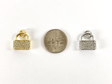 Cargar imagen en el visor de la galería, Real 18K chapado en oro/platino CZ Pave Lock Charm sobre cobre 6 piezas
