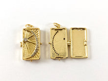 Load image into Gallery viewer, Real 18K Gold Plated Micro CZ Rectangle Locket Pendant 4pcs
