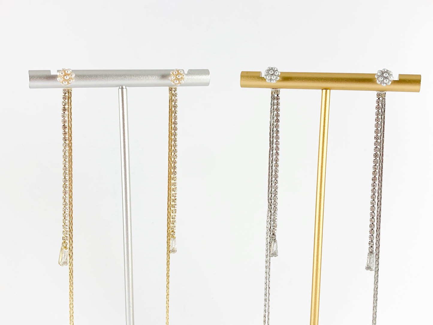 Pendientes largos y hermosos con borlas de diamantes de imitación de circonita cúbica en oro de 18 quilates o cobre chapado en plata, 3 pares