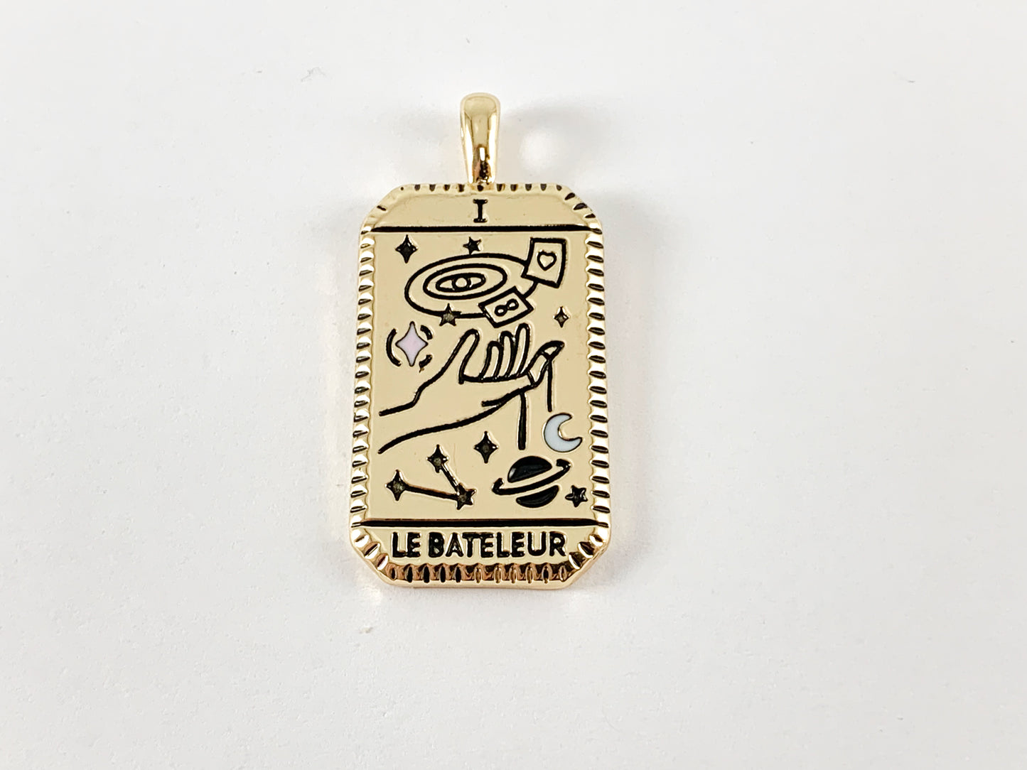 18K Gold Plated Le Bateleur The Magician Tarot de Marsielle Rectangle Pendant Over Copper 6pcs