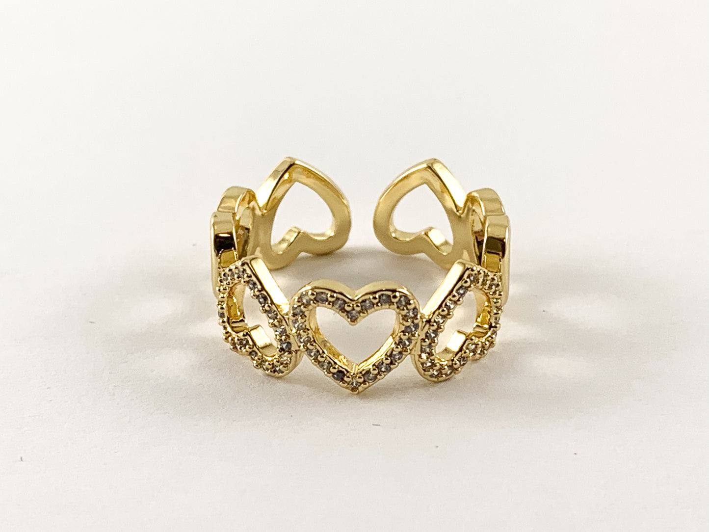 18K Real Gold/Platinum Plated CZ Pave Infinity Heart Ring 4pcs