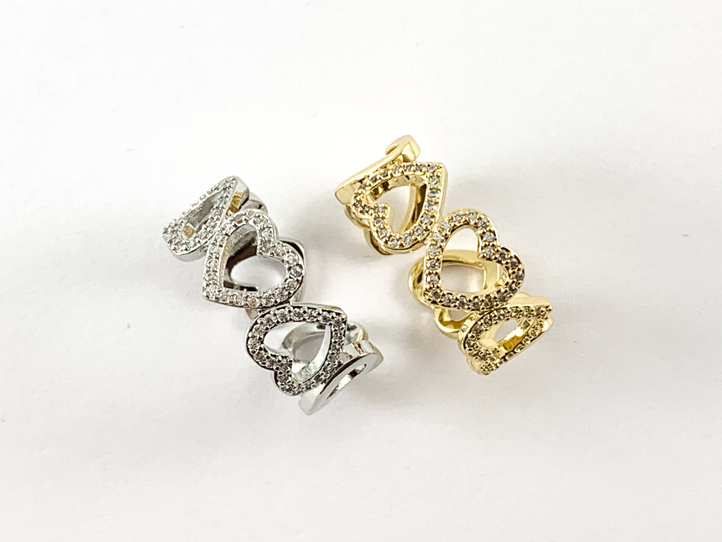 18K Real Gold/Platinum Plated CZ Pave Infinity Heart Ring 4pcs