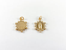 Load image into Gallery viewer, 18K Gold Plated Micro CZ Pave Virgin Guadalupe Mary Charm Pendant Over Copper 6pc
