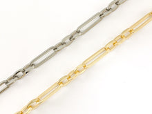 Load image into Gallery viewer, Real Gold/Platinum Plated Paperclip Chain in Matte Gold and Matte Silver Color
