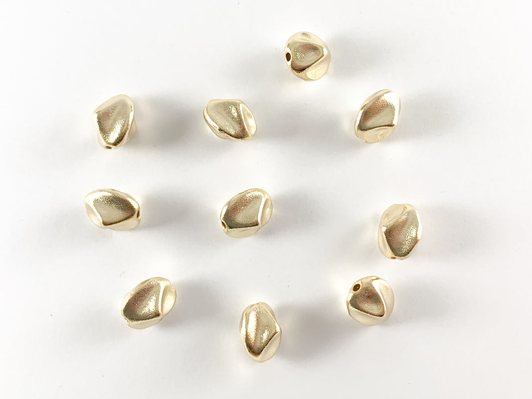 18K Matte Gold Plated Brass Nugget Rocks Irregular Beads 10pcs