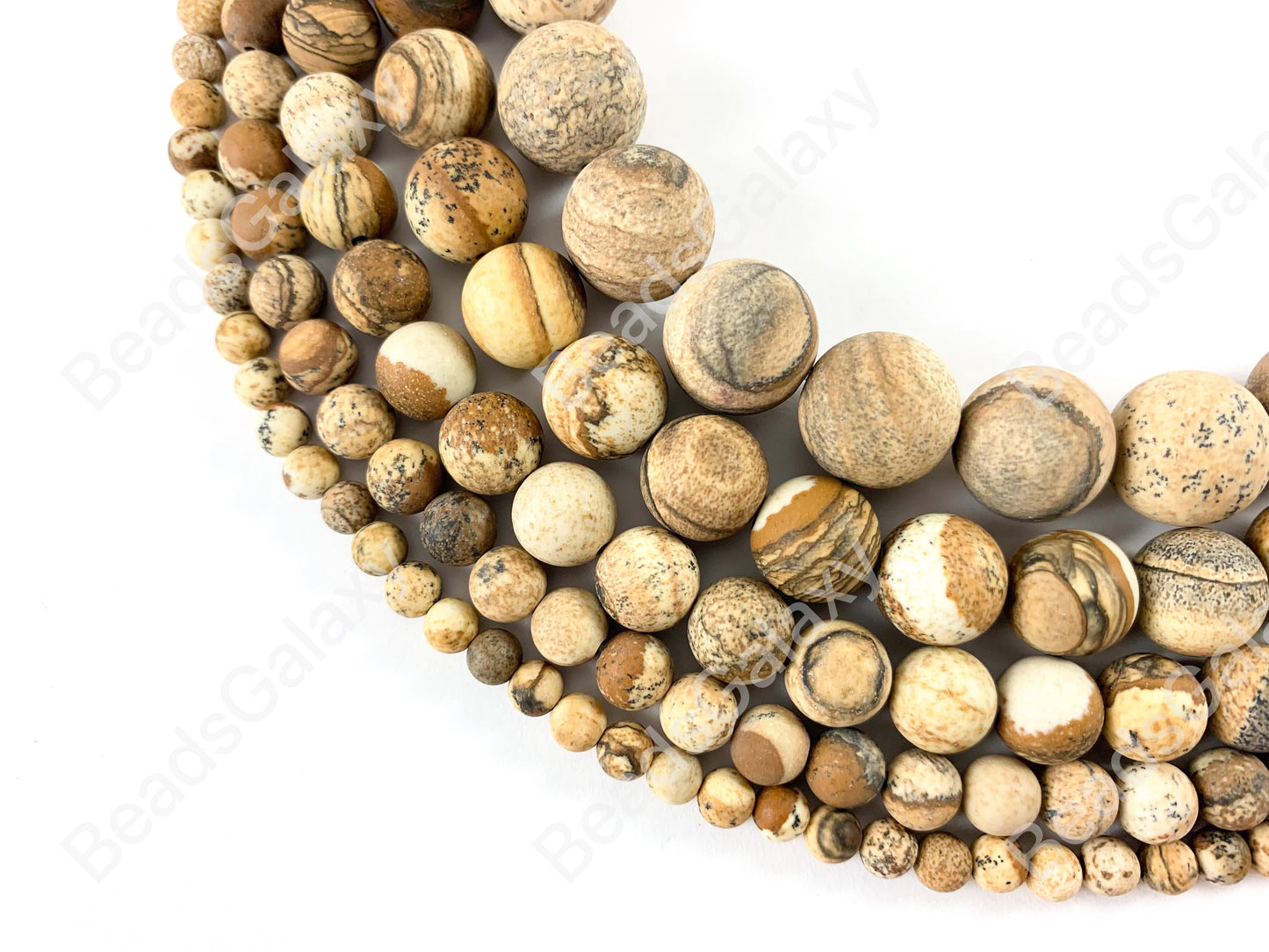 Matte Picture Jasper Genuine Grade AAA Round Smooth Shiny Natural Gemstone Beads 14"- 15"