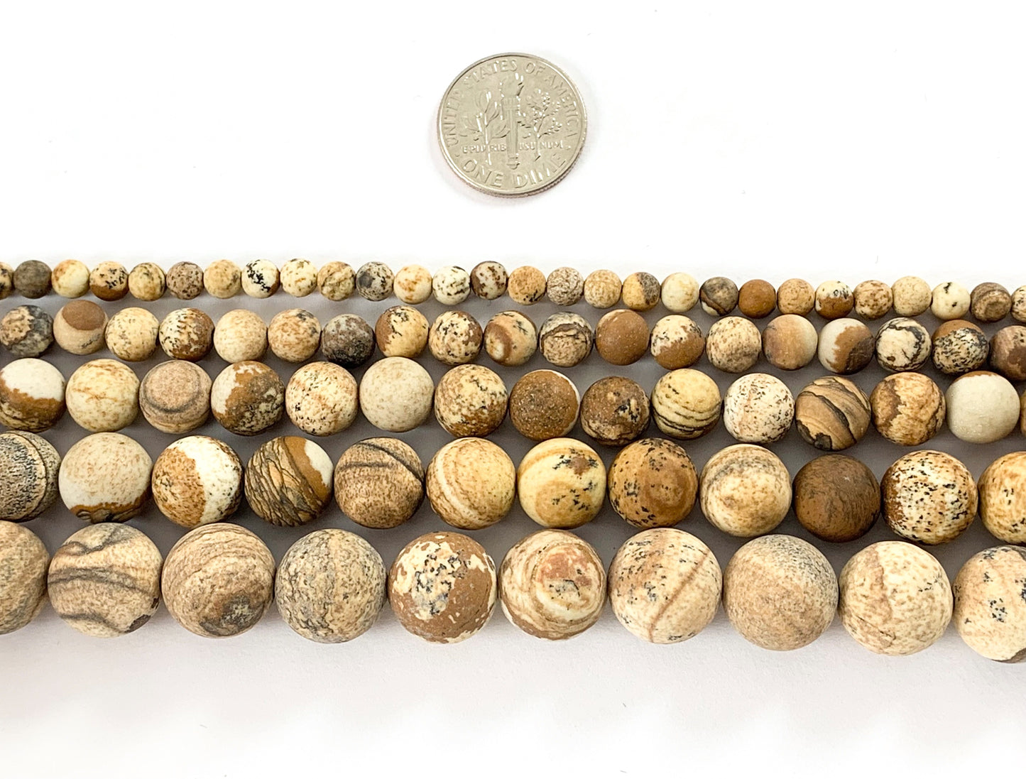 Matte Picture Jasper Genuine Grade AAA Round Smooth Shiny Natural Gemstone Beads 14"- 15"