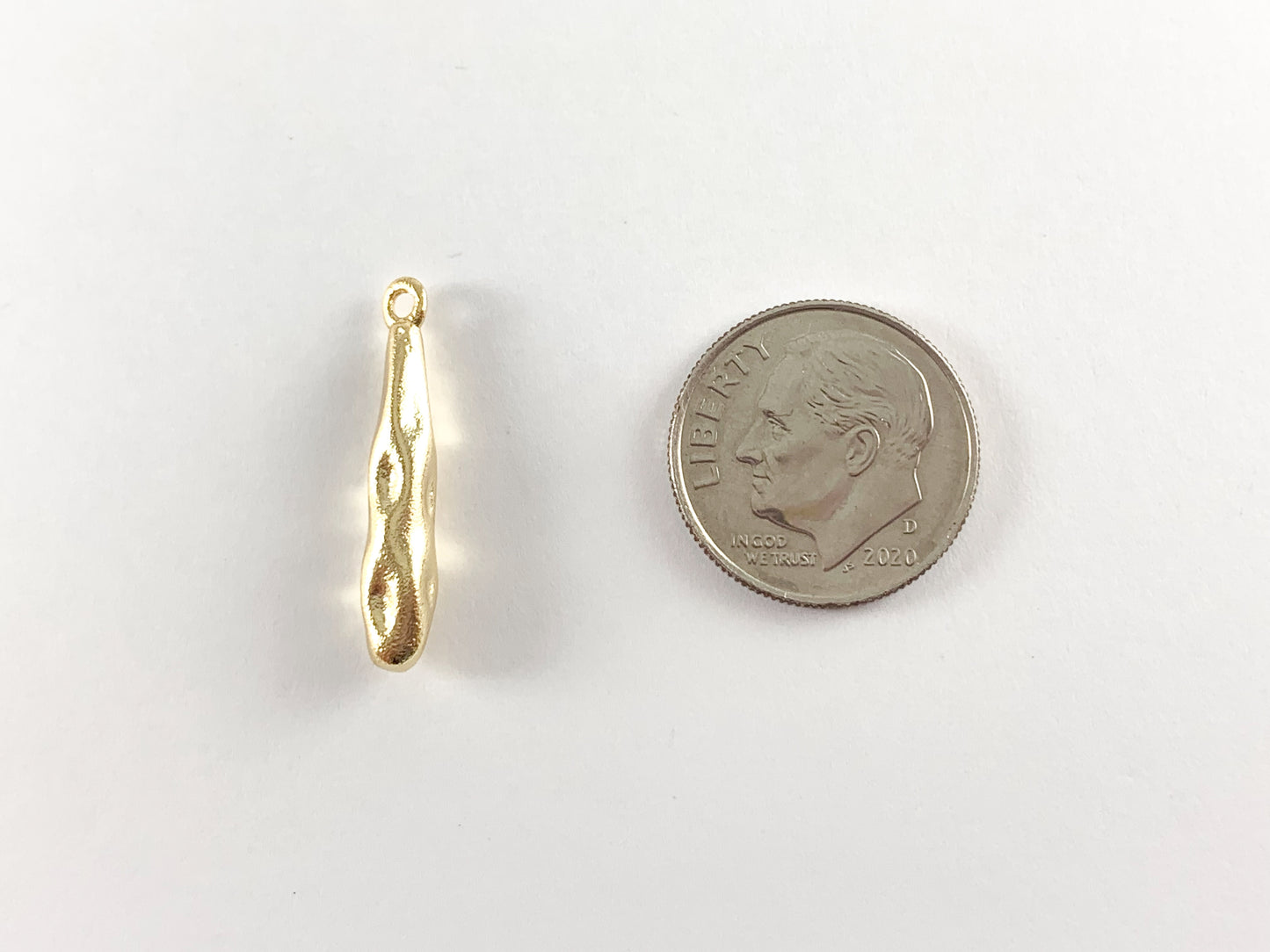 Real Matte Gold 18K Plated Hammered Teardrop Charm Pendants Over Brass 10pcs