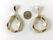 Load image into Gallery viewer, Real 18K Gold Plated Twisted Ribbon CZ Pave Mesh Teardrop Earring Over Copper 2 pairs
