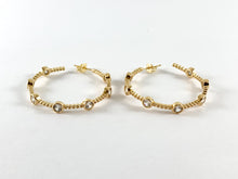 Load image into Gallery viewer, Real 18K Gold Plated CZ Pave Multi Earring Hoop Over Copper 2 pair
