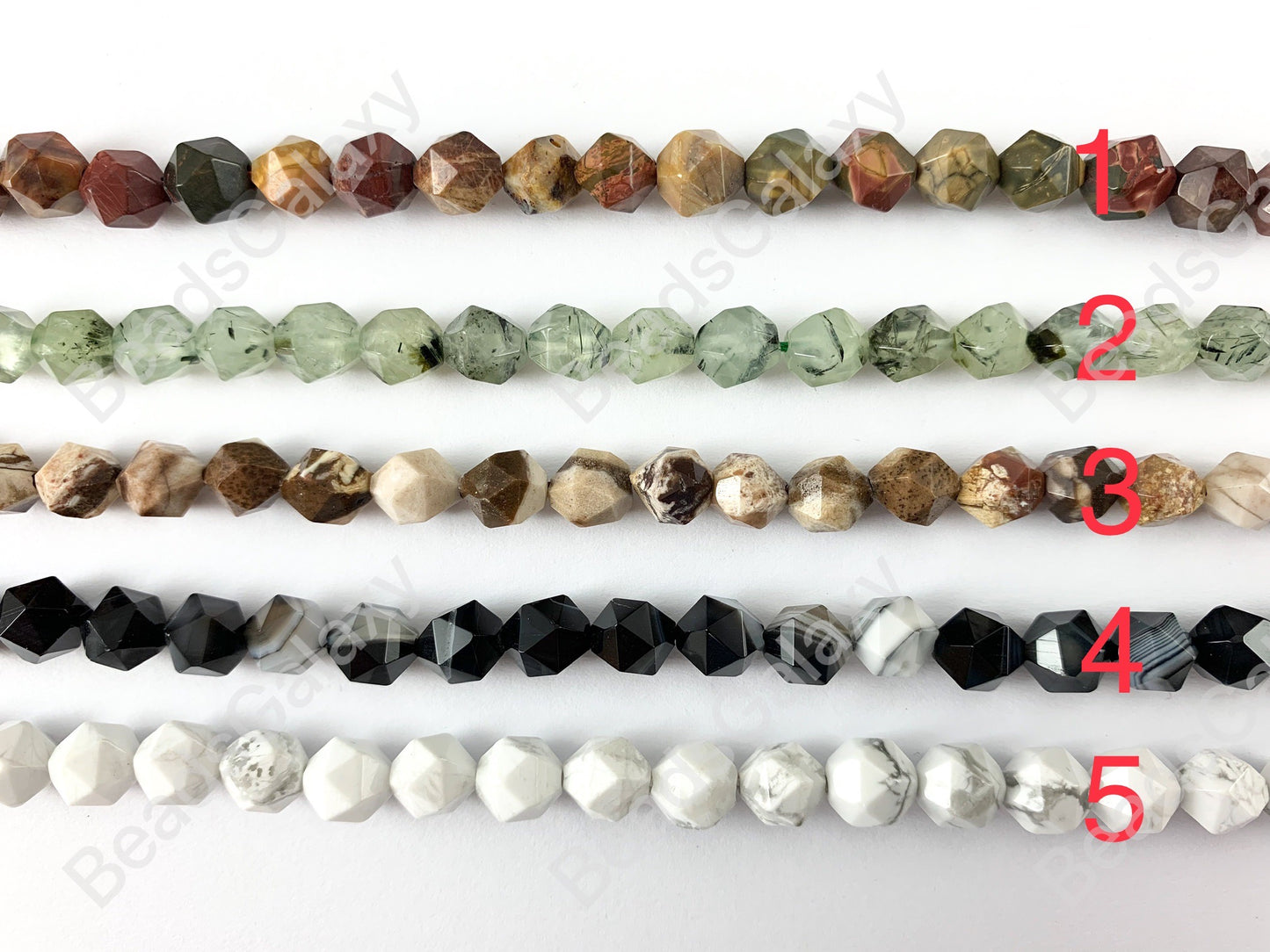 8mm Hand cut Gemstones Star cut Faceted Natural Gemstone Beads Around 15"