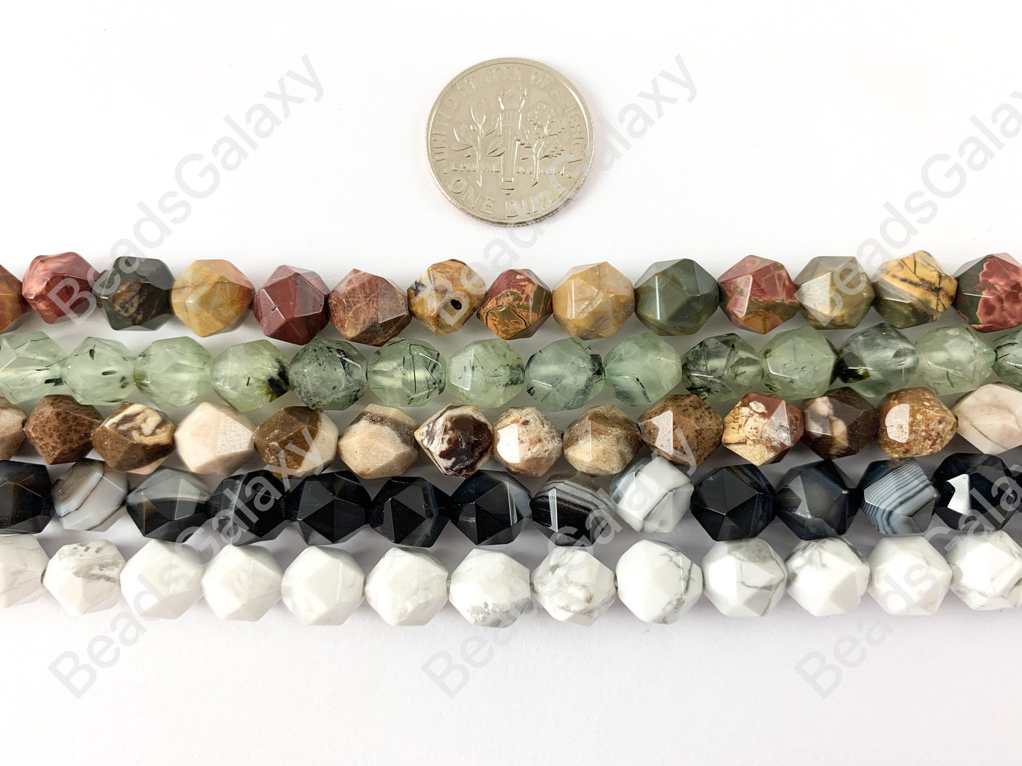 8mm Hand cut Gemstones Star cut Faceted Natural Gemstone Beads Around 15"