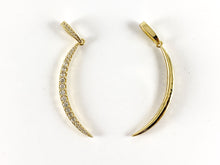 Load image into Gallery viewer, Real Gold/Platinum 18K Plated Micro CZ Curve Crescent Moon Pendant Over Brass 5pcs
