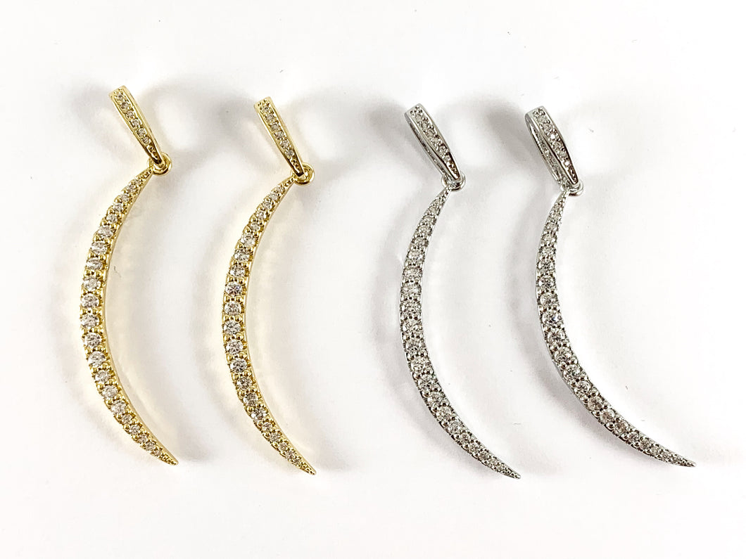 Real Gold/Platinum 18K Plated Micro CZ Curve Crescent Moon Pendant Over Brass 5pcs