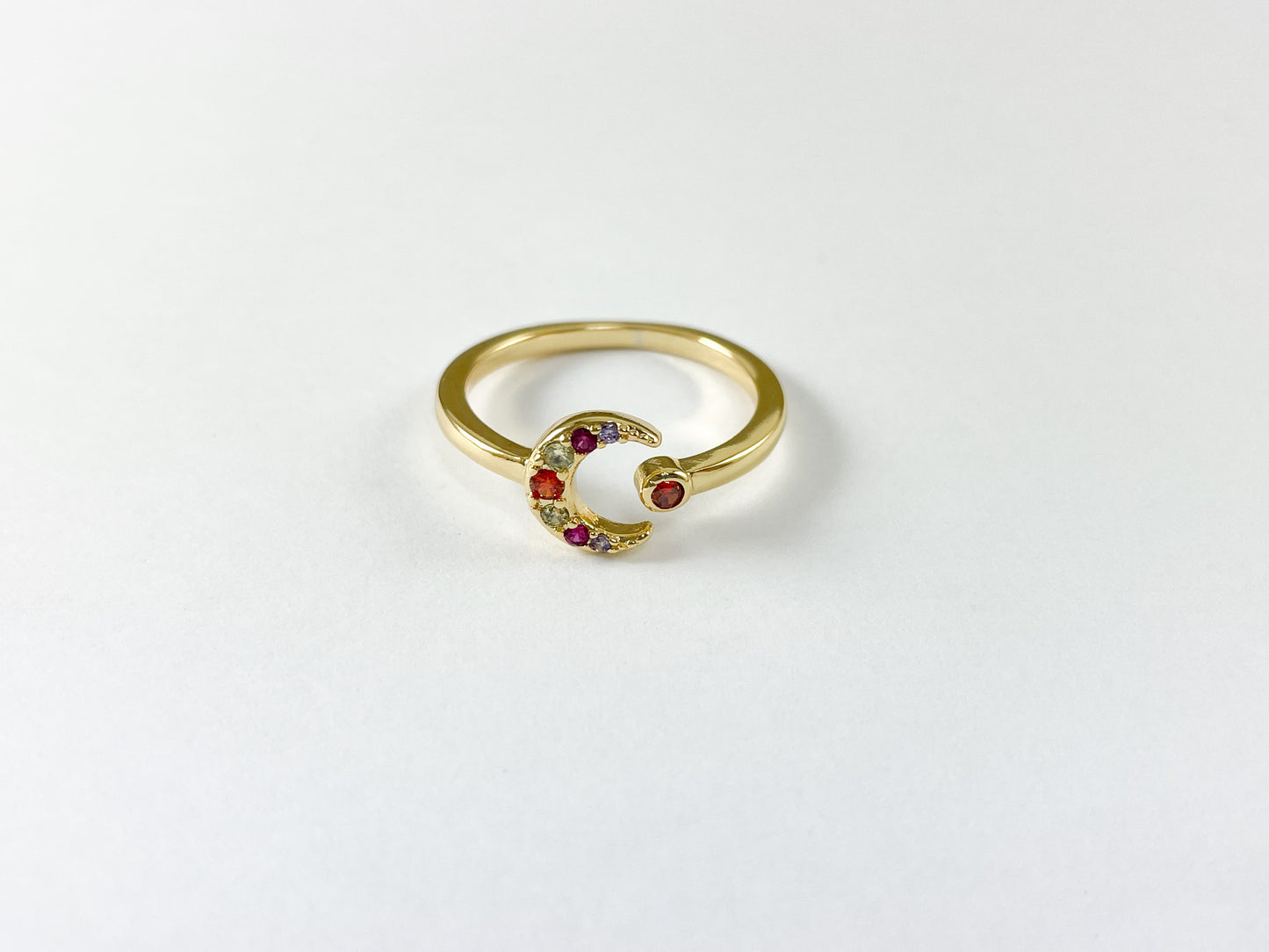 Crescent Moon Ring - Multicolor Moon Open Front Ring in 18K Gold Plating 6pcs