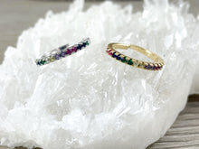 Load image into Gallery viewer, 18K Real Gold/Platinum Plated Copper Multi Color CZ Pave Dainty Adjustable Ring 6pcs
