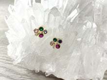 Load image into Gallery viewer, 18K Gold Plated Copper Multi Cluster CZ Pave Studs 5 pairs
