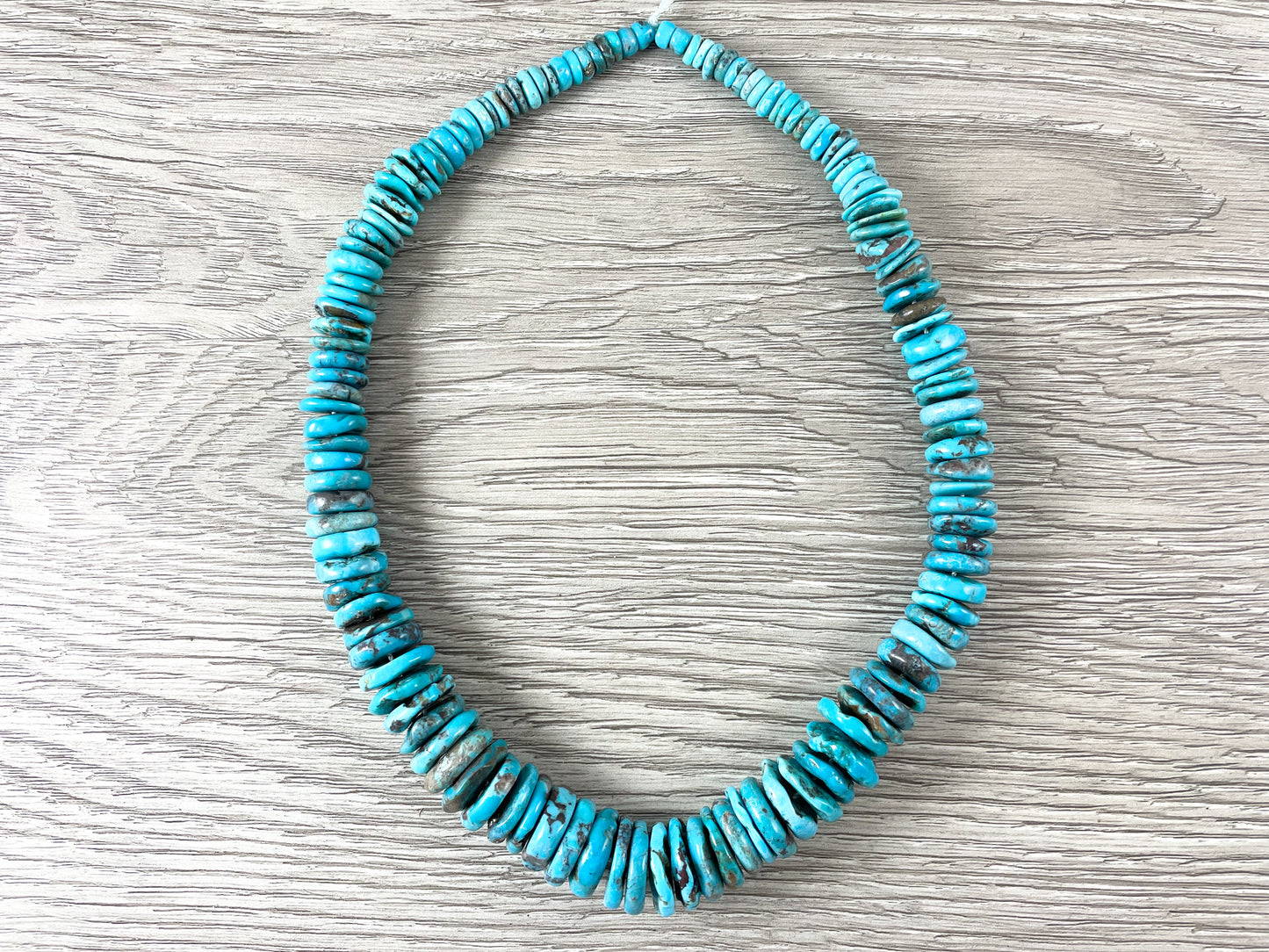 Natural Turquoise Donut-Spacer-Heishi Graduated Chips