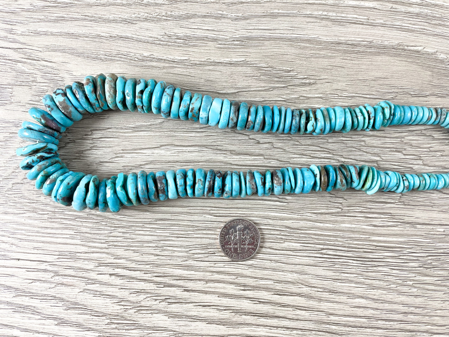 Natural Turquoise Donut-Spacer-Heishi Graduated Chips