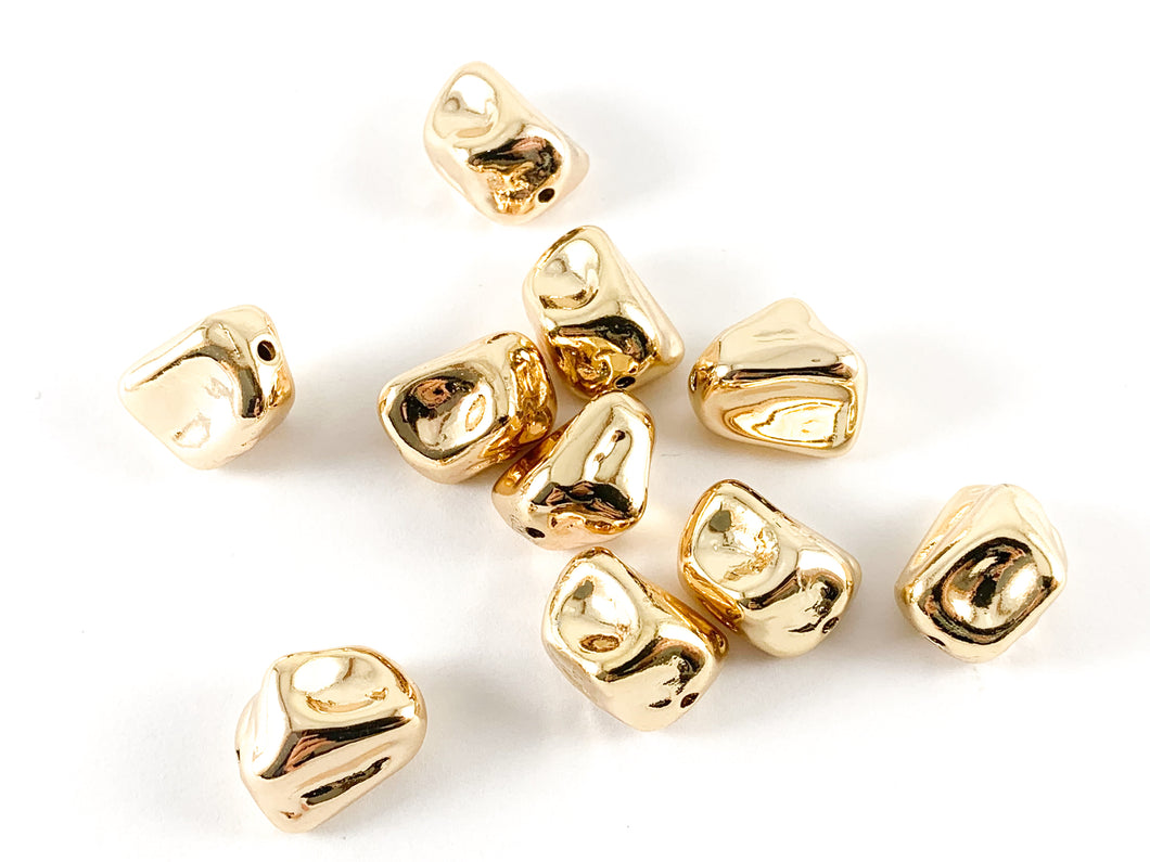 18K Gold Plated Brass Nugget Rocks Irregular Beads 10pcs