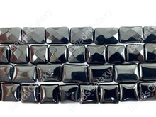 Load image into Gallery viewer, Grade AAA Solid Black Onyx Fine Cut Square Rectangle Faceted Shiny Natural Gemstone Beads High Quality Healing Stone Around 15&quot; 1 strand
