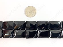 Load image into Gallery viewer, Grade AAA Solid Black Onyx Fine Cut Square Rectangle Faceted Shiny Natural Gemstone Beads High Quality Healing Stone Around 15&quot; 1 strand
