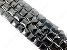 Load image into Gallery viewer, Grade AAA Solid Black Onyx Fine Cut Square Rectangle Faceted Shiny Natural Gemstone Beads High Quality Healing Stone Around 15&quot; 1 strand
