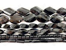 Load image into Gallery viewer, Grade AAA Solid Black Onyx Fine Cut Coin Oval Diamond Barrel Tube Faceted Shiny Natural Gemstone Beads High Quality Healing Stone Around 15&quot; 1 strand
