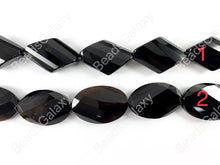 Load image into Gallery viewer, Grade AAA Solid Black Onyx Fine Cut Coin Oval Diamond Barrel Tube Faceted Shiny Natural Gemstone Beads High Quality Healing Stone Around 15&quot; 1 strand
