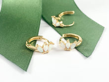 Load image into Gallery viewer, Real Gold 18K Simple Japanese Opal Dainty Minimal Huggies Earrings 11mm 2 pairs
