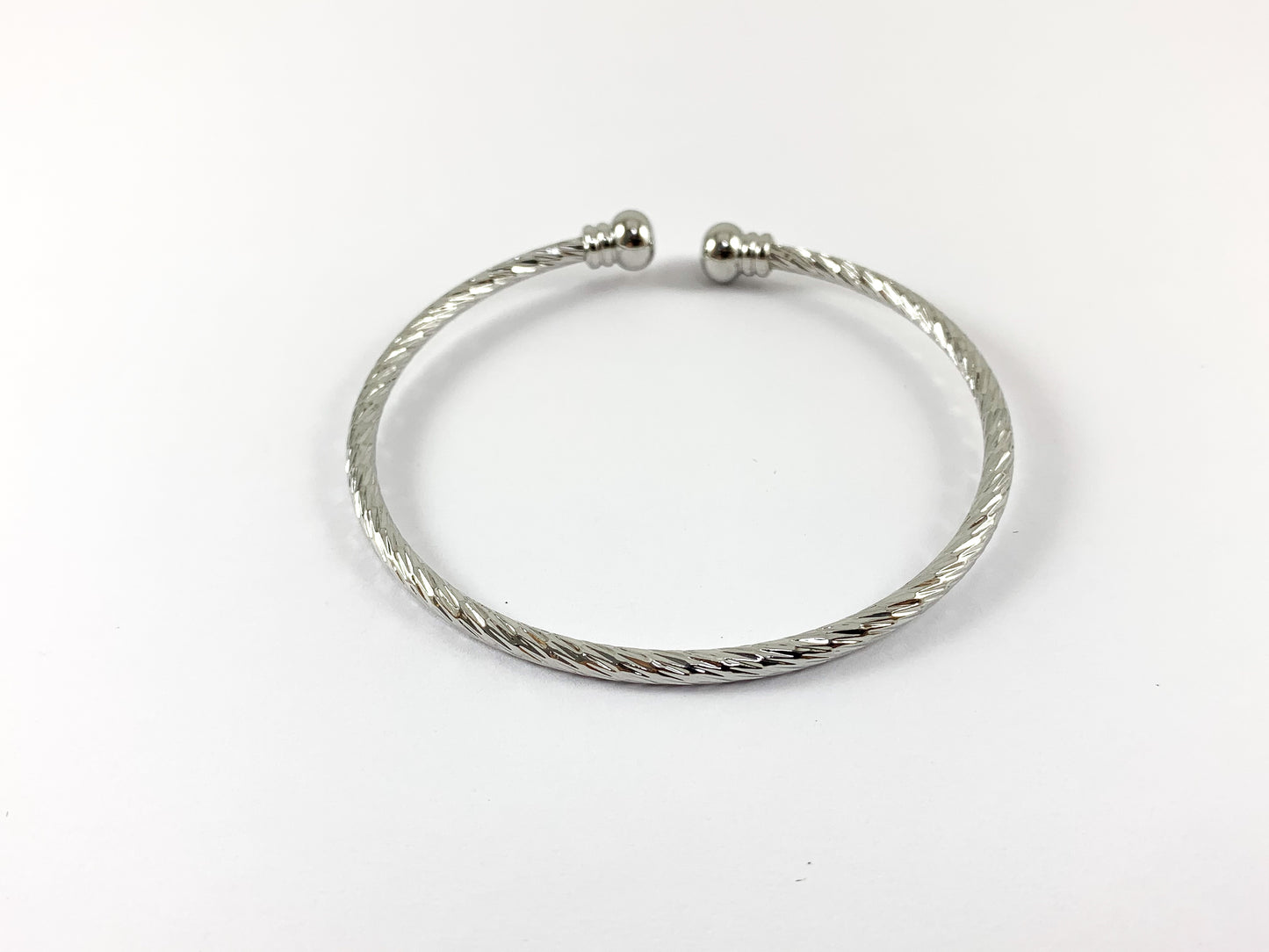 Real Gold/Platinum 18K Plated Copper Simple Twisted Minimalist Adjustable Open Front Ball Bracelet Cuffs 4 cuffs