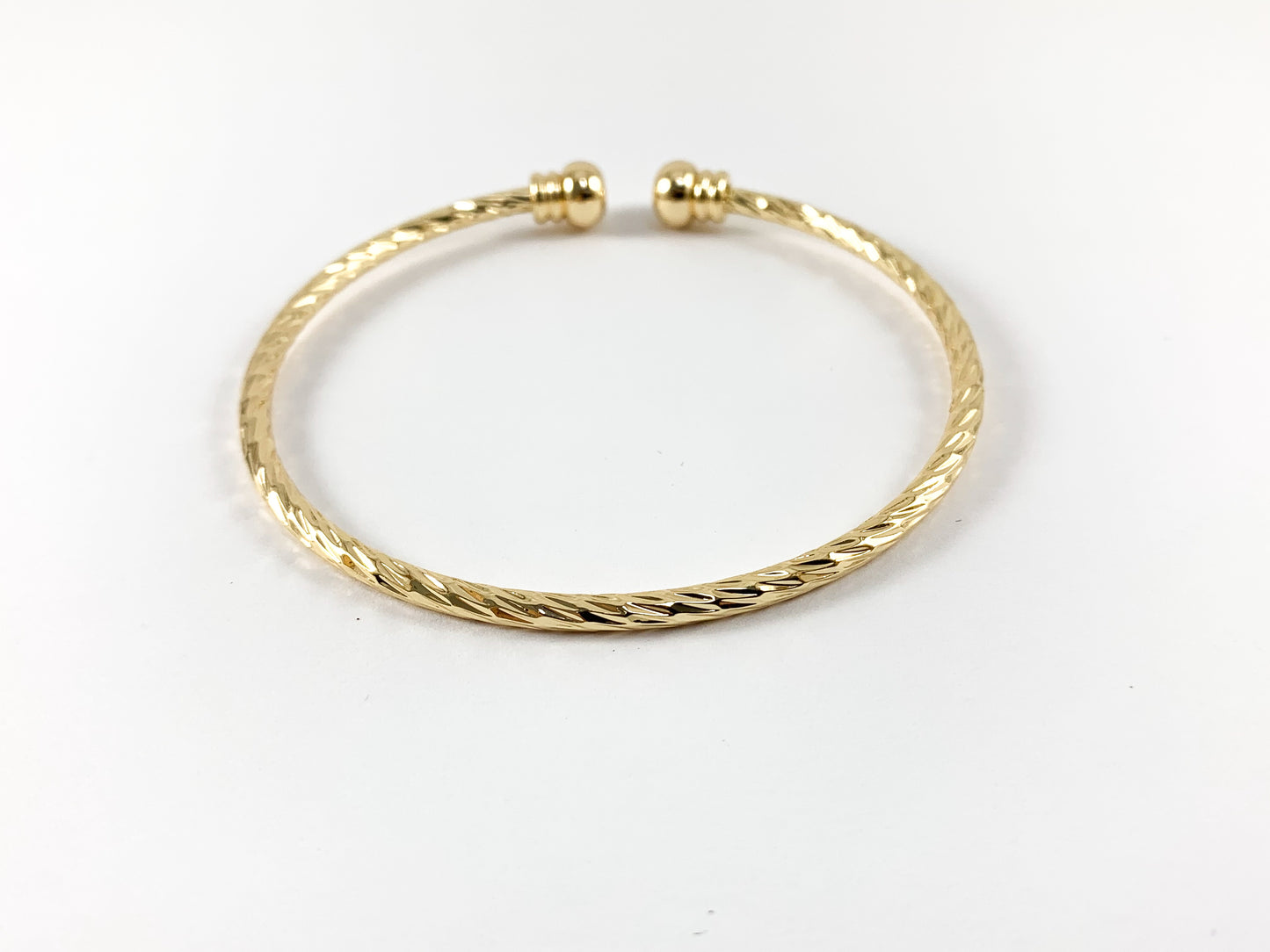 Real Gold/Platinum 18K Plated Copper Simple Twisted Minimalist Adjustable Open Front Ball Bracelet Cuffs 4 cuffs