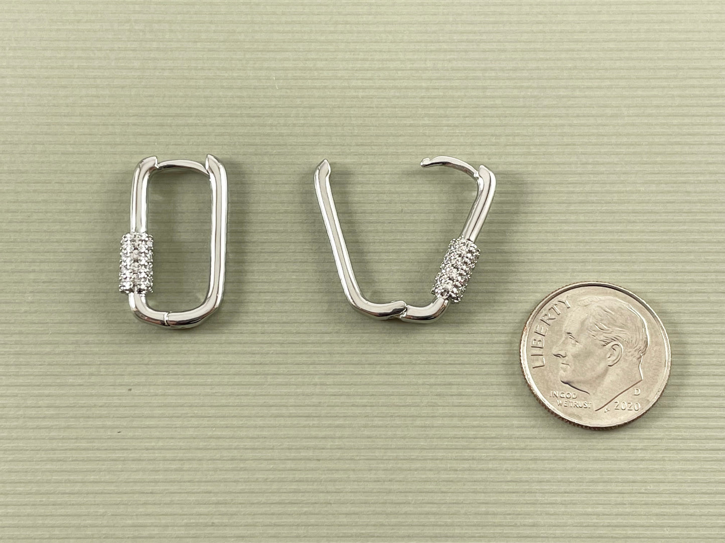 Pendientes Huggies de aro rectangulares ovalados con Micro pavé de circonita cúbica de oro real/platino de 18 quilates, 3 pares