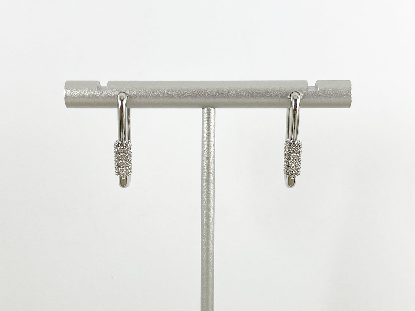 Pendientes Huggies de aro rectangulares ovalados con Micro pavé de circonita cúbica de oro real/platino de 18 quilates, 3 pares
