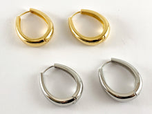 Load image into Gallery viewer, 18K Real Gold/Platinum Plated Oval Hoops Earrings 3 pairs
