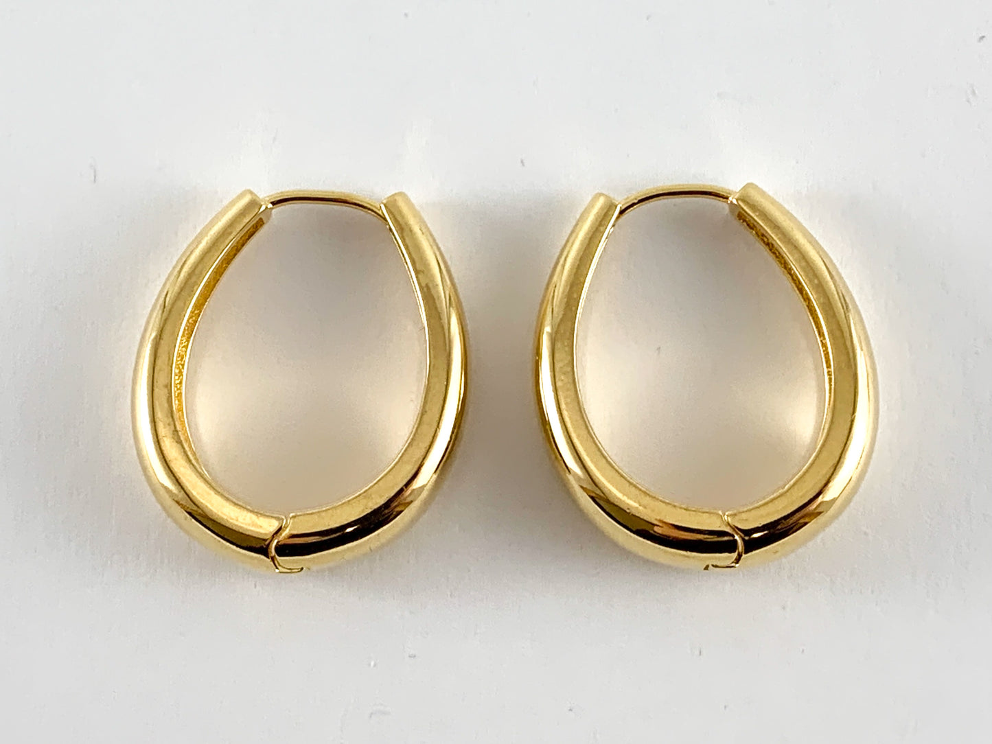 Pendientes de aros ovalados chapados en oro real/platino de 18 quilates, 3 pares