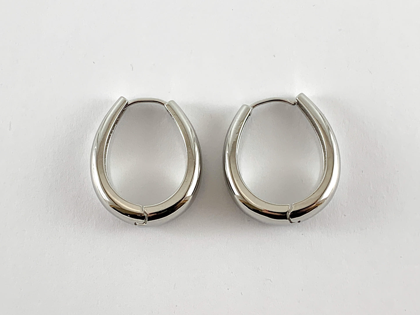 Pendientes de aros ovalados chapados en oro real/platino de 18 quilates, 3 pares