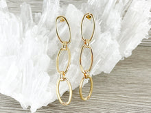 Load image into Gallery viewer, Real 18K Gold Plated Oval Link Dangle Earrings Over Copper 4 pairs
