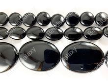 Load image into Gallery viewer, Grade AAA Solid Black Onyx Fine Cut Coin Oval Shiny Natural Gemstone Beads High Quality Healing Stone Around 15&quot; 1 strand
