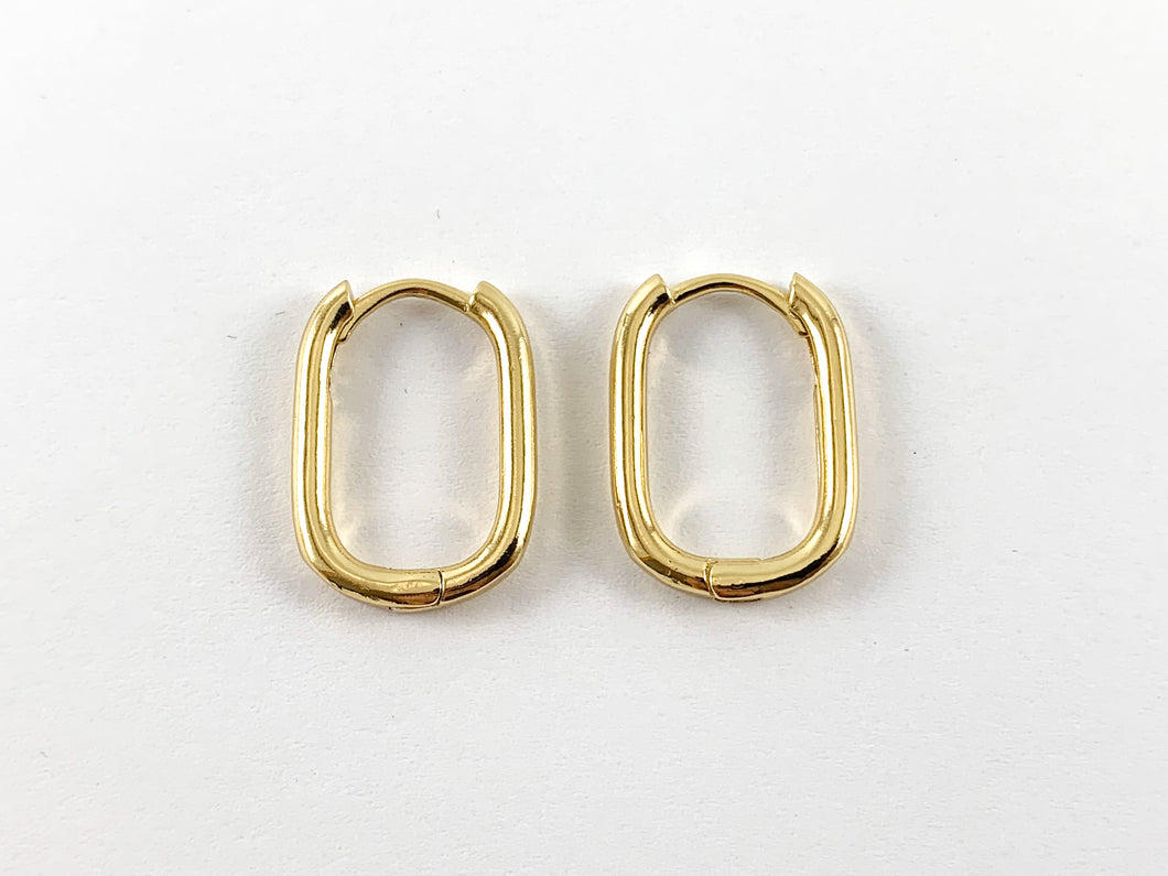 Pendientes de aros ovalados simples minimalistas chapados en oro real de 18 quilates, 5 pares