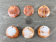 Load image into Gallery viewer, Spiny Oyster Coin Medallion Pendants - Natural Orange or Red Color
