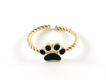 Cargar imagen en el visor de la galería, Anillo ajustable con pata de perro/gato esmaltado chapado en oro real de 18 quilates, 5 piezas
