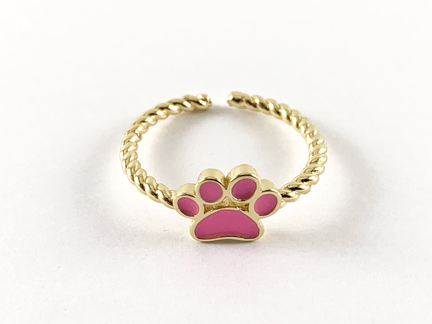 Anillo ajustable con pata de perro/gato esmaltado chapado en oro real de 18 quilates, 5 piezas