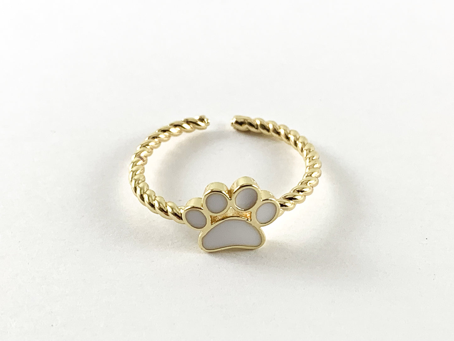 Anillo ajustable con pata de perro/gato esmaltado chapado en oro real de 18 quilates, 5 piezas