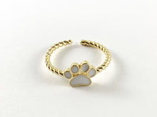 Load image into Gallery viewer, Real Gold 18K Plated Enamel Dog/Cat Paw Adjustable Ring 5pcs
