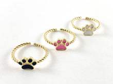 Load image into Gallery viewer, Real Gold 18K Plated Enamel Dog/Cat Paw Adjustable Ring 5pcs
