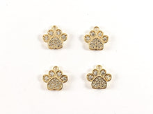 Load image into Gallery viewer, Real Gold 18K Plated Micro CZ Pave Paw Charms Over Brass 6 pcs
